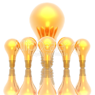 golden lightbulbs isolated on a white