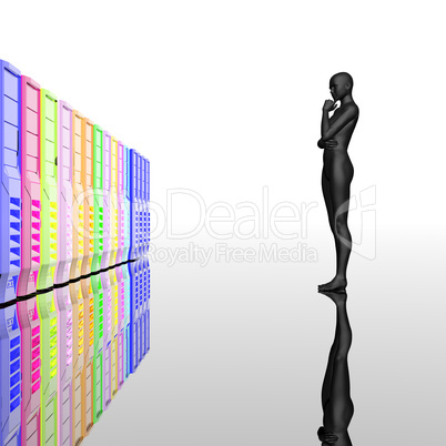 computer servers in a row with cyber girl