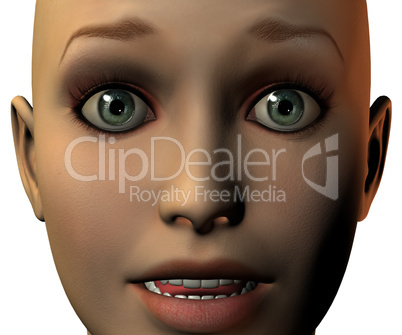 girl face in 3D with emotion
