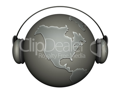 music earth with headphones