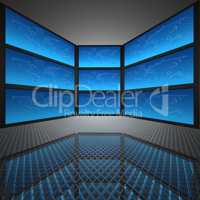 video wall with screens