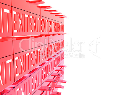 3D exit red signs isolated on a white