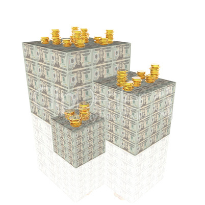 cubes with us dollar notes