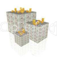 cubes with us dollar notes