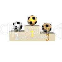 podium with soccer balls