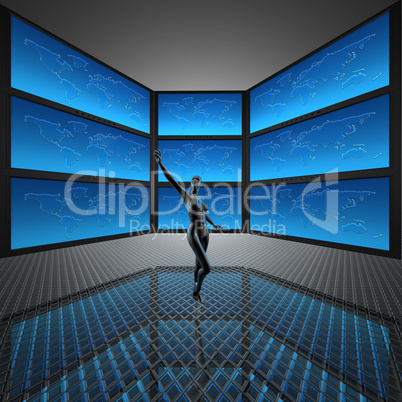 video wall with screens