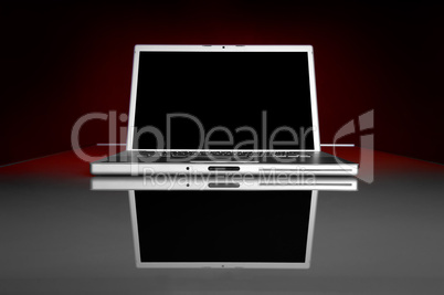 High Tech Laptop on Glass table with reflection
