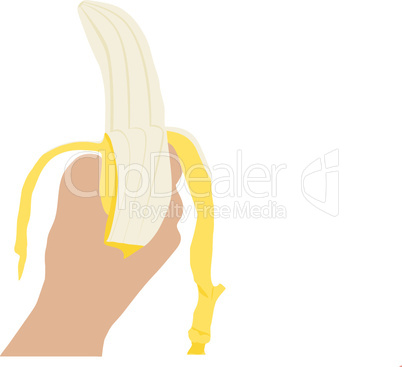 Hand mit geschälter Banane