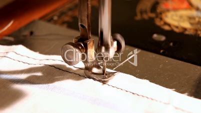 stitching machine close-up sewing process