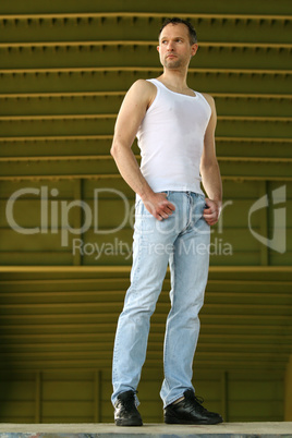 portrait of fashion man in undershirt