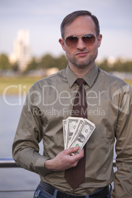 man with dollars