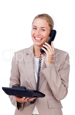Self-assured businesswoman on phone
