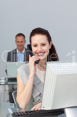 Beautiful businesswoman on phone