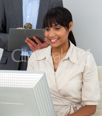 businesswoman working at a computer