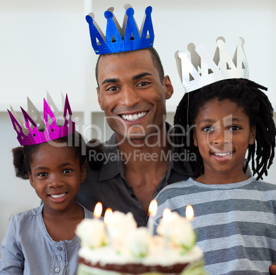 father with his children celebrating