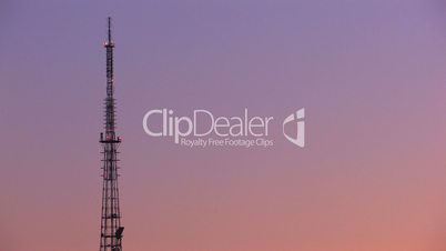 HD Television tower from sunset to night, timelapse