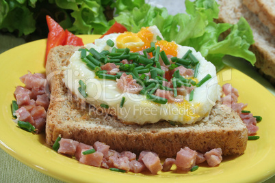 Bratei mit Schinken auf Toast