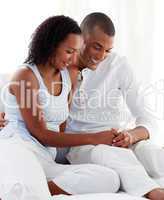 Afro-american couple finding out results of a pregnancy test