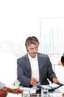 Concentrated businessman in a meeting