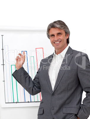 Mature businessman doing a presentation