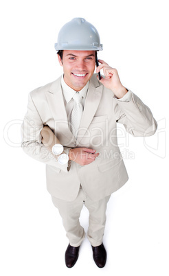 Portrait of a male architect on phone