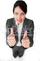 Successfl businesswoman with a thumbs up