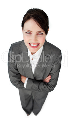 Portrait of a sparkling businesswoman with folded arms