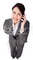 Radiant businesswoman on phone