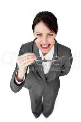 Charming businesswoman wearing glasses