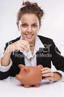 Savings - Business woman at work