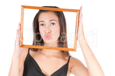 Woman with frame