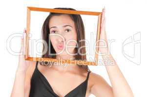 Woman with frame