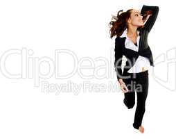 business woman jumping