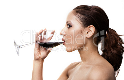 girl with red wine