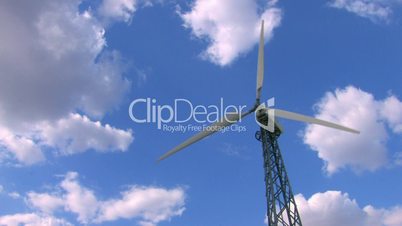 HD spinning wind turbine, closeup