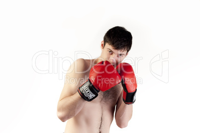Male boxer with gloves for fight