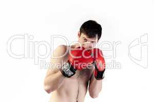 Male boxer with gloves for fight