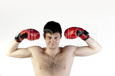 Male boxer with gloves for fight