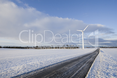 Wind turbine and road