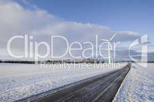 Wind turbine and road