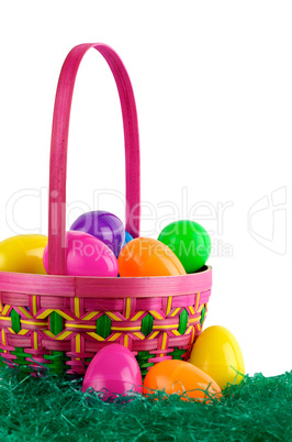 Easter basket with colored eggs