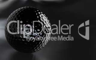 Black, glossy golf ball with alpha channel.