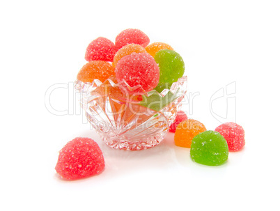 Colour fruit candy in a crystal vase