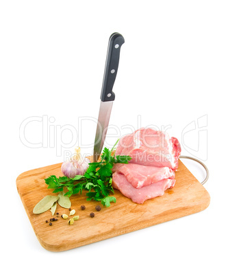 meat, knife and spice