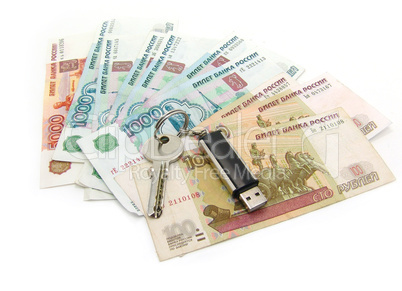 russian rubles and usb drive