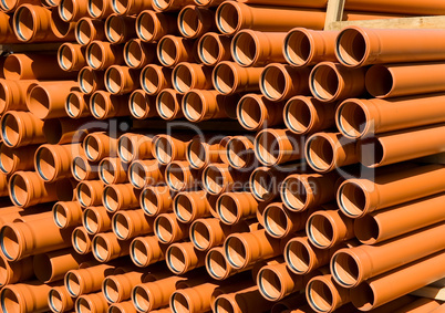 Stacked PVC  orange pipes