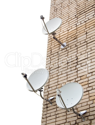 Three satellite antennas