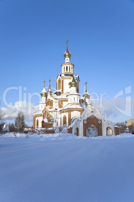 Christian temple in winter sunny day
