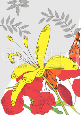 Decorative card with yellow flower