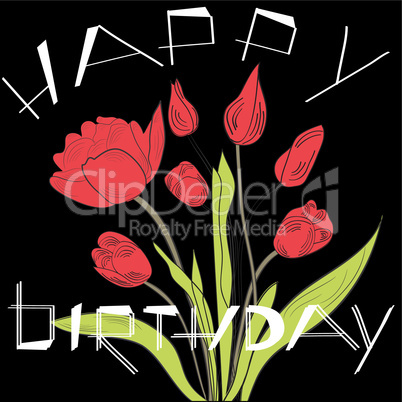 Birthday card with tulips
